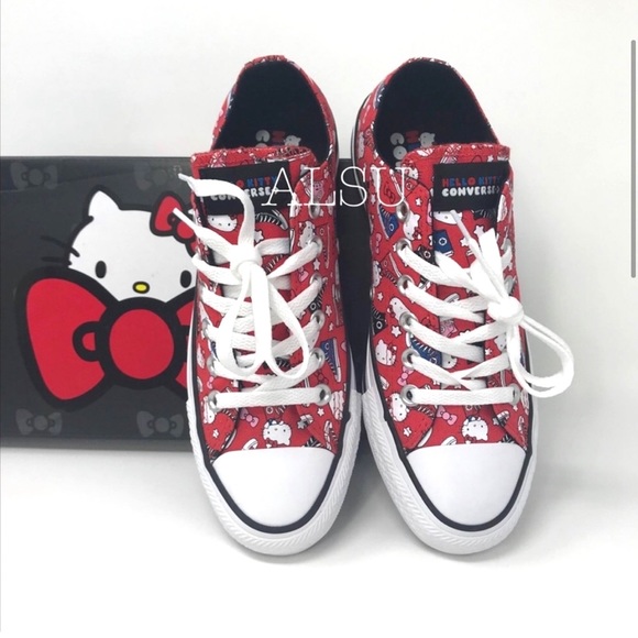 Converse & Hello Kitty 363914F Ctas OX 14F Fiery Red Kids Size Low Top Sneakers - Picture 2 of 8